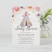 Boho Tribal Teepee Girl素朴 Baby Shower 招待状 (スタンド正面)