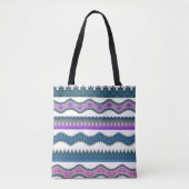 Boho Tribal Zigzag Pattern Tote Bag  トートバッグ (正面)