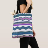 Boho Tribal Zigzag Pattern Tote Bag トートバッグ (クローズアップ)
