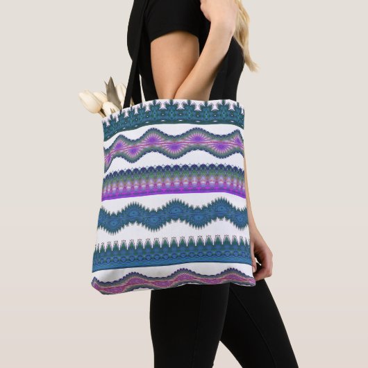Boho Tribal Zigzag Pattern Tote Bag  トートバッグ (クローズアップ)