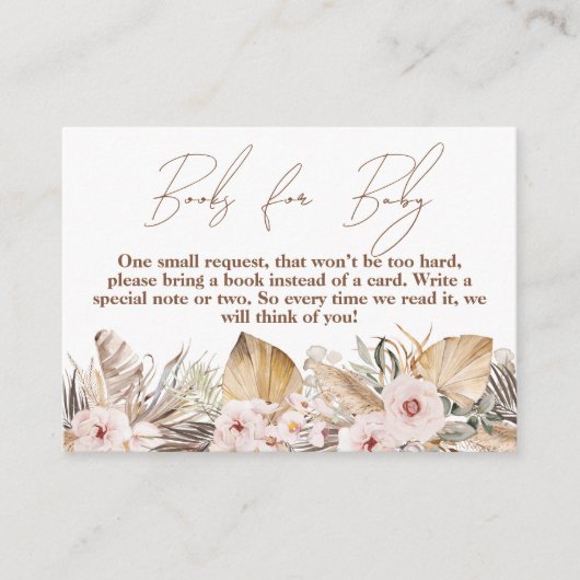 Boho Tropicalフローラガールシャワーブックリクエスト エンクロージャーカード (正面)