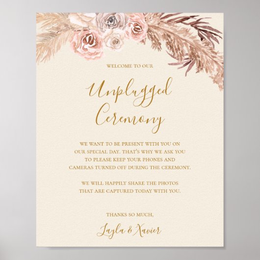 Boho Tropical Botanical | Ivory Unplugged Ceremony ポスター (正面)