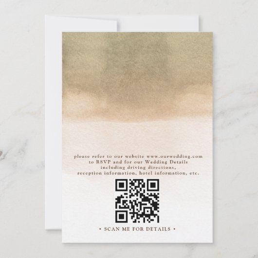 Boho Tropical Floral Desert Chic QR Code Wedding 招待状 (裏面)