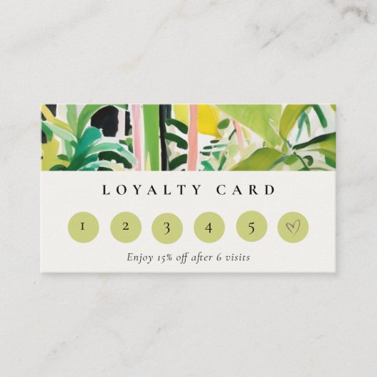 Boho Tropical Foliage Botanical 6 Punch Loyality 名刺 (正面)