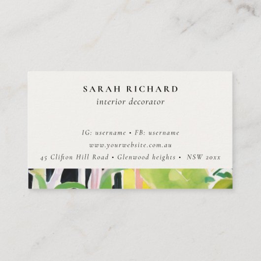 Boho Tropical Foliage Botanical Appointment 名刺 (裏面)