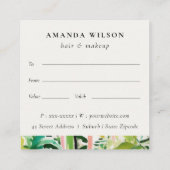 Boho Tropical Foliage Botanical Gift Certificate スクエア名刺 (裏面)
