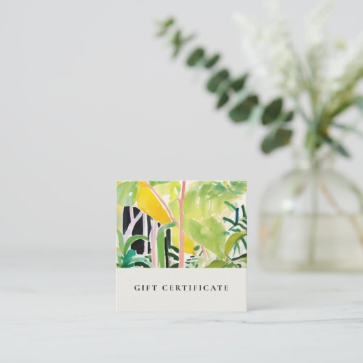 Boho Tropical Foliage Botanical Gift Certificate スクエア名刺 (スタンド正面)