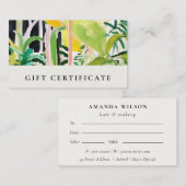 Boho Tropical Foliage Botanical Gift Certificate 名刺 (正面/裏面)