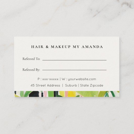 Boho Tropical Foliage Botanical Refer A Friend 名刺 (裏面)