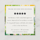 Boho Tropical Foliage Botanical Review Request スクエア名刺 (裏面)