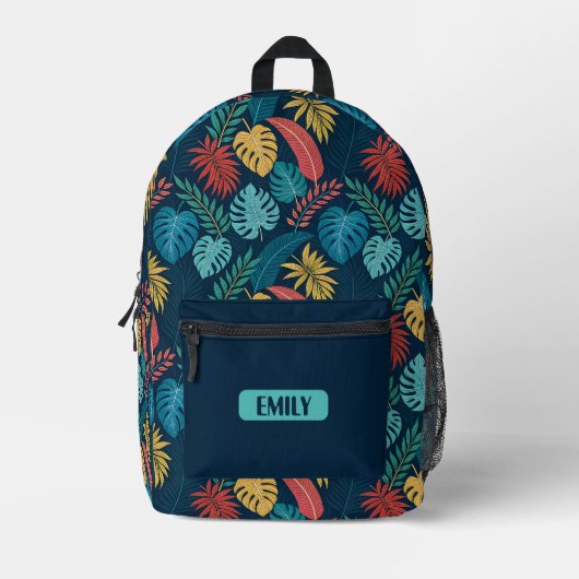 Boho Tropical Leaves Backpack プリントバックパック (正面)