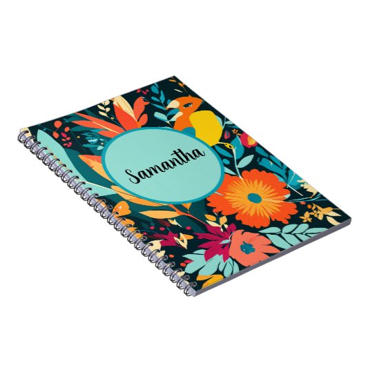 Boho Tropical Spiral Notebook, Samantha Boho  ノートブック (右側)