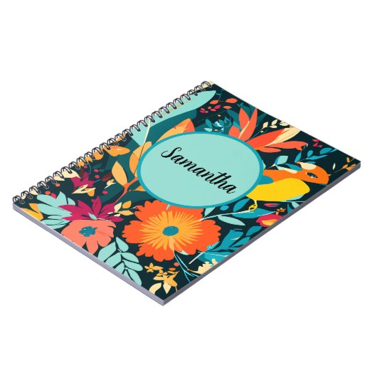 Boho Tropical Spiral Notebook, Samantha Boho ノートブック (左側)