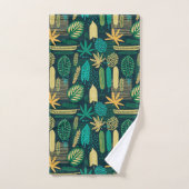 Boho Tropix Blues:はっきりした葉 バスタオルセット (ハンドタオル)