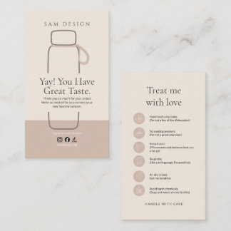 Boho Tumbler Instruction Package Insert 名刺