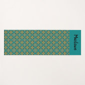 Boho Turquoise and Gold Moroccan Tile ヨガマット (正面(横))