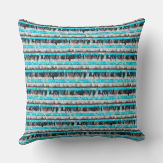 Boho Turquoise, White, Black & Brown クッション (裏面)