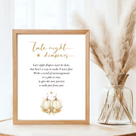 Boho Twin Pumpkins Baby Shower Late Night Diapers ポスター