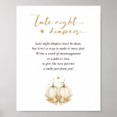 Boho Twin Pumpkins Baby Shower Late Night Diapers ポスター (正面)