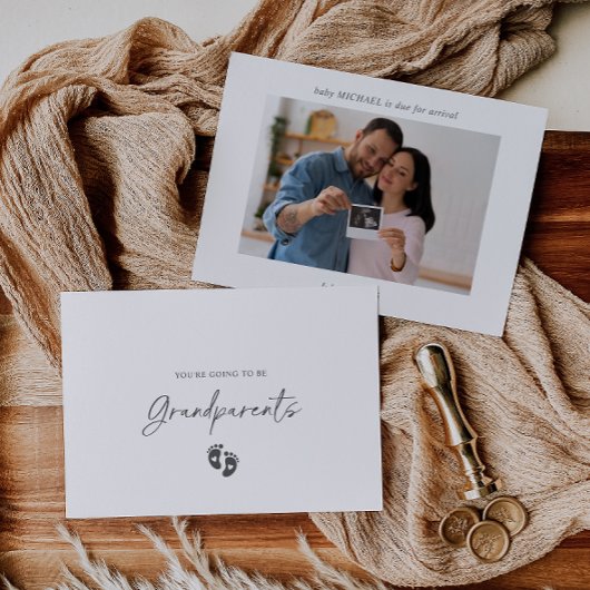 Boho Ultrasound Photo Pregnancy Announcement Card 招待状