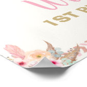 Boho Unicorn誕生日パーティー歓迎フローラ大 ポスター (角)