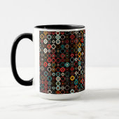 Boho Vibes Mug:レトロモダンサークル マグカップ (左)