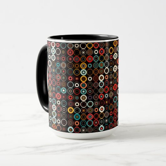 Boho Vibes Mug:レトロモダンサークル マグカップ (正面左)