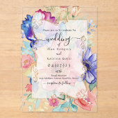 Boho Vibrant  Flowers Flat Invitation Frame アクリル招待状 (正面)