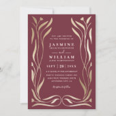 Boho Vine Floral Luxury Elegant QR Code Wedding 招待状 (正面)