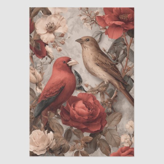 Boho Vintage Birds & Florals 薄葉紙 (正面)