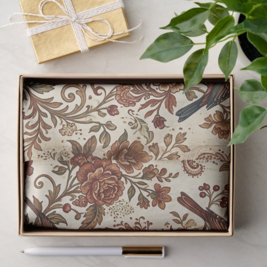 Boho Vintage Birds & Florals 薄葉紙 (ギフト)