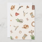 Boho Vintage Cowgirl Cowboy First Rodeo Birthday 招待状 (裏面)