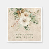 Boho Vintage Floral Botanical Wedding スタンダードカクテルナプキン (正面)