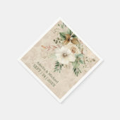 Boho Vintage Floral Botanical Wedding スタンダードカクテルナプキン (角)