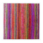 Boho Vintage Red Violet Stripes -  タイル (正面)