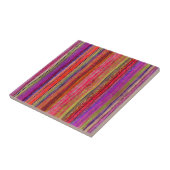 Boho Vintage Red Violet Stripes -  タイル (側面)