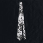 Boho vintage simple black white floral tie ネクタイ<br><div class="desc">Boho vintage simple black white flowers pattern.An elegant simple stylish black and white roses flowers pattern.A botanical boho chic black flowers on white background.</div>
