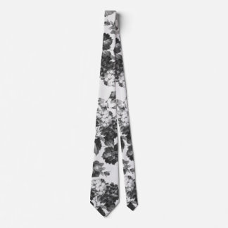 Boho vintage simple black white floral tie ネクタイ