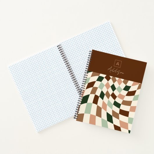 Boho Wared Checkerboardモノグラムパーソナライズされた ノートブック (内部)