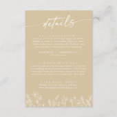 Boho Warm Beige Wildflower Wedding Details  エンクロージャーカード (正面)