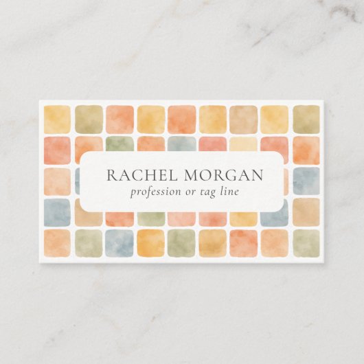 Boho Warm Pastel Tiles Pottery Clay QR CODE 名刺 (正面)