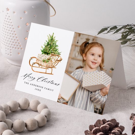 Boho Waterカラークリスマスススススそり2写真 シーズンカード