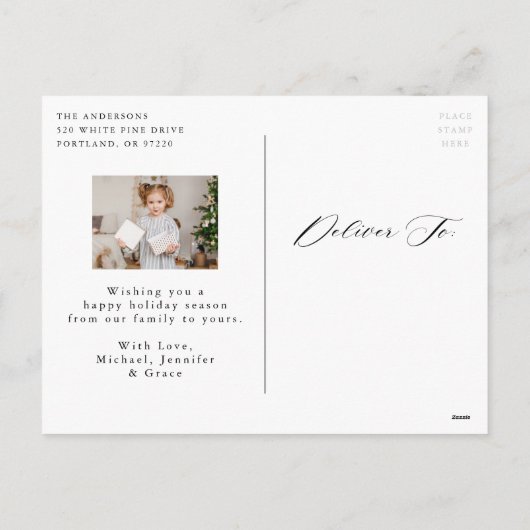 Boho Waterカラークリスマスススススそり2写真 シーズンポストカード (裏面)