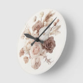 Boho Waterカラーフローラウォッチエレガント- & Timeless ラウンド壁時計 (傾斜)