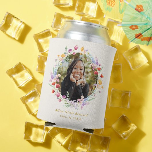 Boho Waterカラーフローラ写真卒業のお願い 缶クーラー (インサイチュ 夏)