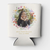 Boho Waterカラーフローラ写真卒業のお願い 缶クーラー (正面)