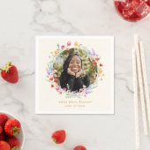 Boho Waterカラーフローラ写真卒業 スタンダードカクテルナプキン (インサイチュ)