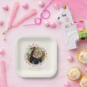 Boho Waterカラーフローラ卒業パーティー写真 ペーパープレート (パーティー)