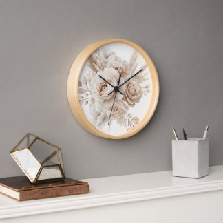 Boho Waterカラーフローラ時計エレガント- & Timeless 壁時計