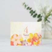 Boho Waterカラーフローラ結婚のテーブル番号カード ポストカード (スタンド正面)